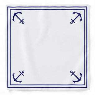 Blue Anchors on White Sailor Collar Bandana