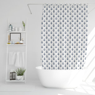 Blue Anchors Pattern Shower Curtain