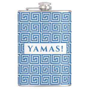 Blue Ancient Greek Key Meander Pattern Flask