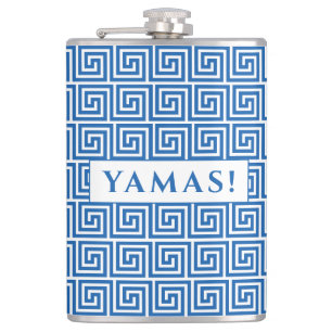 Blue Ancient Greek Key Meander Pattern Flask