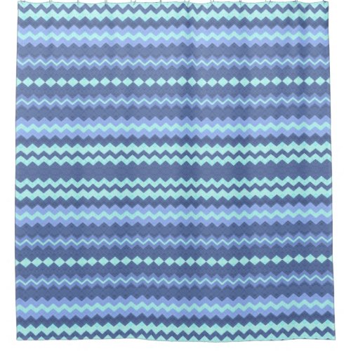 Blue and Aqua Chevron Shower Curtain