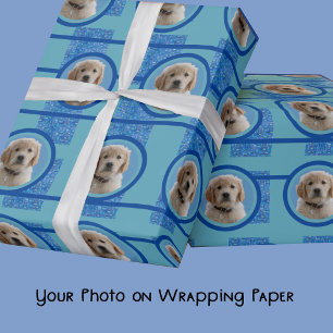 Blue and aqua Dog Lovers Pet Moms Wrapping Paper