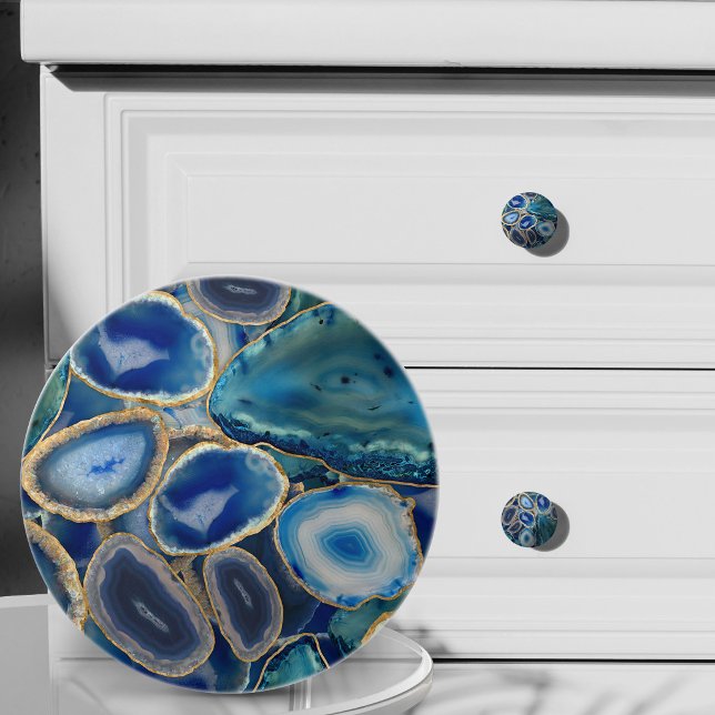 Blue and Aqua geode crystal pattern Ceramic Knob (Creator Uploaded)
