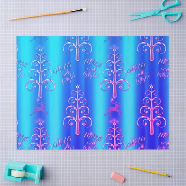 Blue and Aqua Modern Christmas Tissue Paper (Craft)