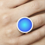 Blue And Aqua &gt; Round Silverplated Ring. Ring at Zazzle