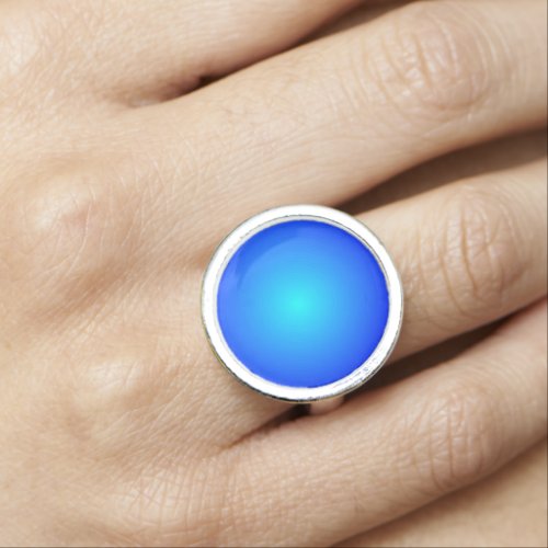 Blue and Aqua  Round Silverplated Ring Ring