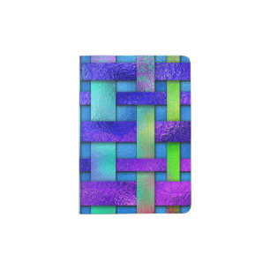 Blue and Aqua Shiny Metallic Look Weave Beautiful Passport Holder
