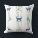 Blue and Aqua Watercolor Reindeer and Gold Droplet Throw Pillow<br><div class="desc">Add an unexpected color to your home this holiday season. The blue and aqua watercolor reindeer throw pillow can carry your theme from the holidays well into the winter season. It'll make any room festive for the holiday or winter season. This design pairs well with our Gold Watercolor Reindeer pillow....</div>