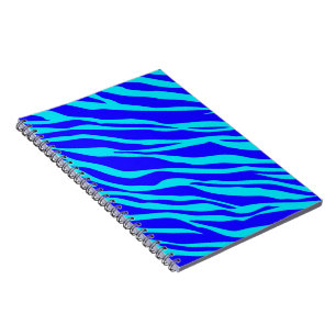 Blue and Aqua Zebra Striped Notebook