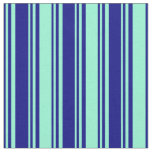 [ Thumbnail: Blue and Aquamarine Striped/Lined Pattern Fabric ]