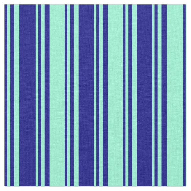 Blue and Aquamarine Striped/Lined Pattern Fabric (Close Up)