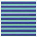 [ Thumbnail: Blue and Aquamarine Stripes Fabric ]