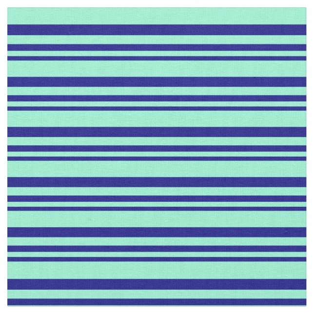 Blue and Aquamarine Stripes/Lines Pattern Fabric (Close Up)