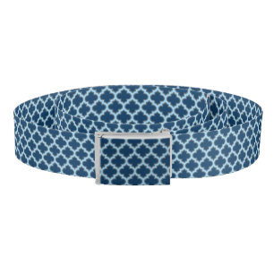Blue and Baby Blue Trellis, Lattice, Quatrefoil Belt