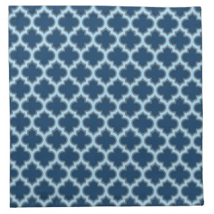 Blue and Baby Blue Trellis, Lattice, Quatrefoil Cloth Napkin