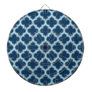 Blue and Baby Blue Trellis, Lattice, Quatrefoil Dart Board