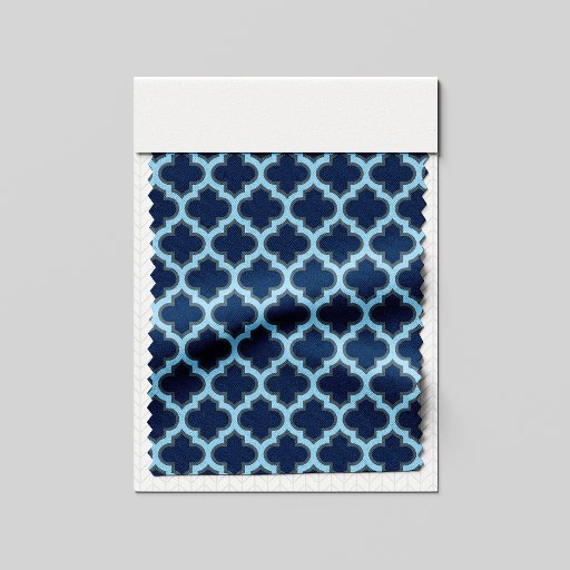 Blue and Baby Blue Trellis, Lattice, Quatrefoil Fabric