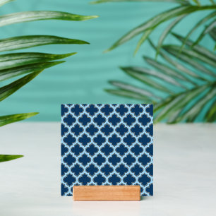 Blue and Baby Blue Trellis, Lattice, Quatrefoil Holder