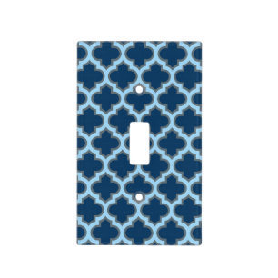 Blue and Baby Blue Trellis, Lattice, Quatrefoil Light Switch Cover
