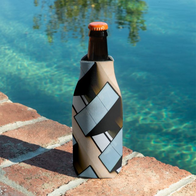 Blue and Beige Building Abstract Bottle Cooler (In Situ Pool)