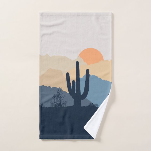 Blue and beige desert sunrise bath towel set (Hand Towel)