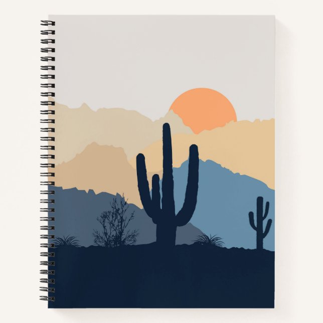 Blue and beige desert sunrise notebook (Front)