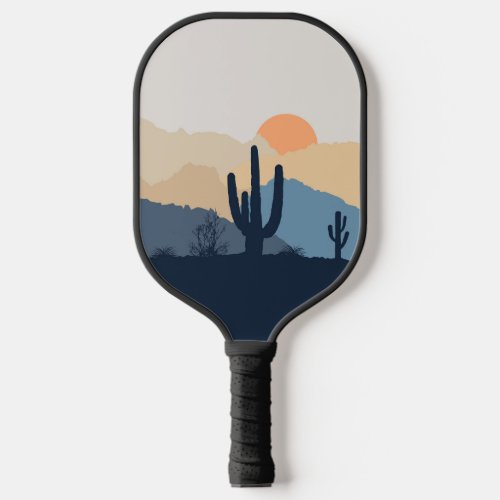 Blue and beige desert sunrise pickleball paddle