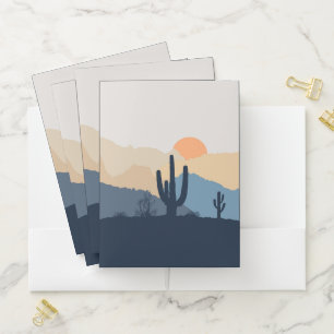 Blue and beige desert sunrise pocket folder