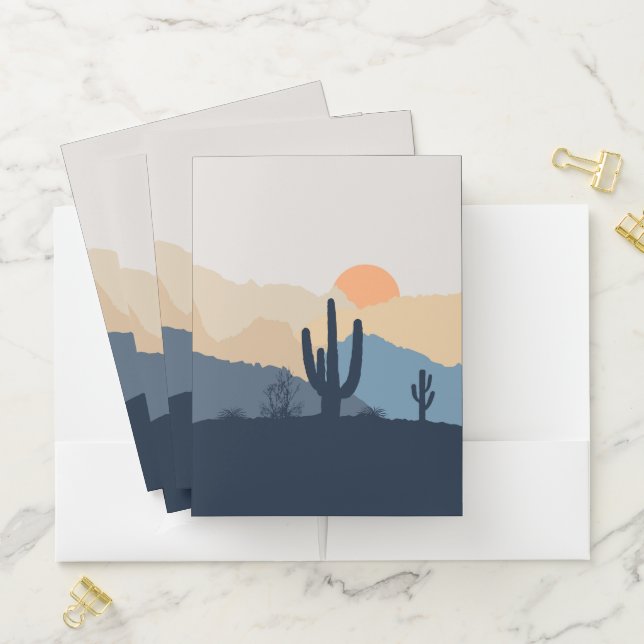 Blue and beige desert sunrise pocket folder (In Situ)