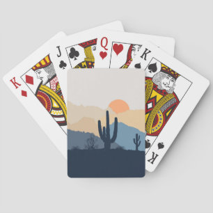 Blue and beige desert sunrise poker cards