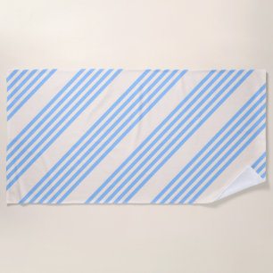 Blue and beige five stripe pattern beach towel