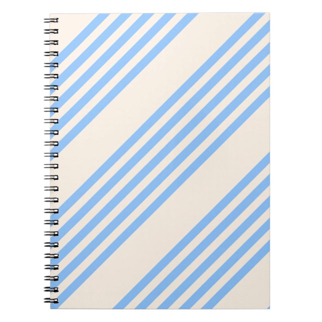 Blue and beige five stripe pattern notebook (Front)