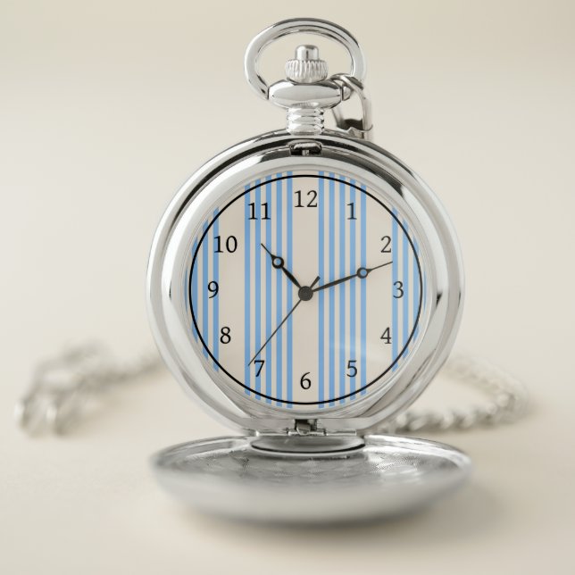 Blue and beige five stripe pattern pocket watch (Inside)