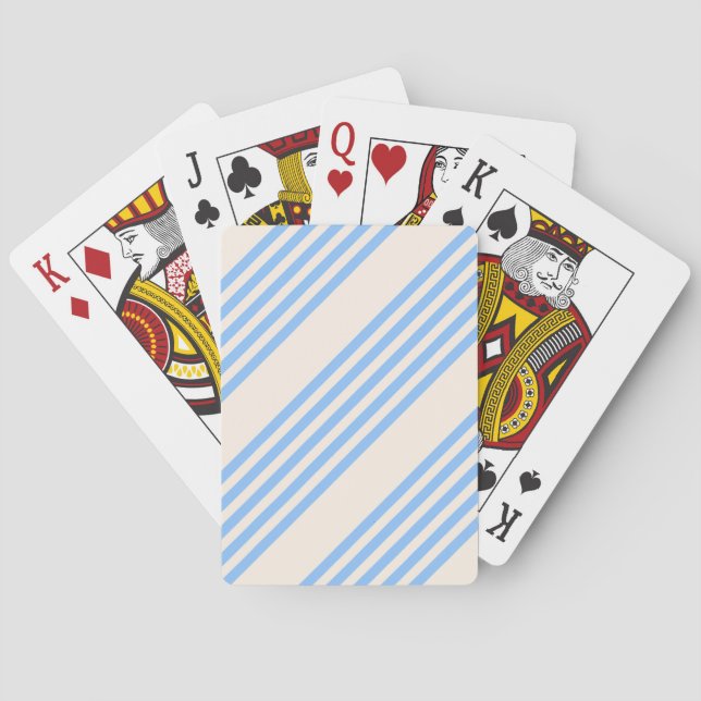 Blue and beige five stripe pattern poker cards (Back)