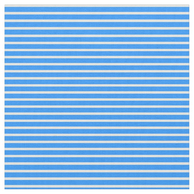 Blue and Beige Lined/Striped Pattern Fabric (Close Up)