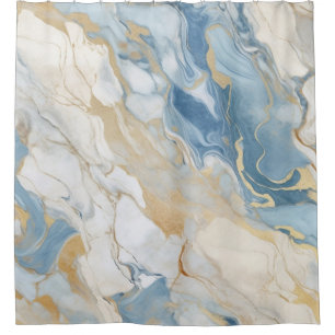 Blue and beige marble design Shower Curtain