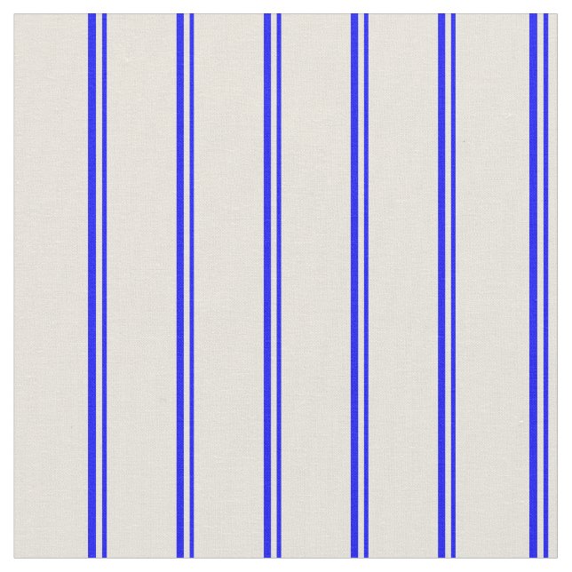 Blue and Beige Pattern of Stripes Fabric (Close Up)