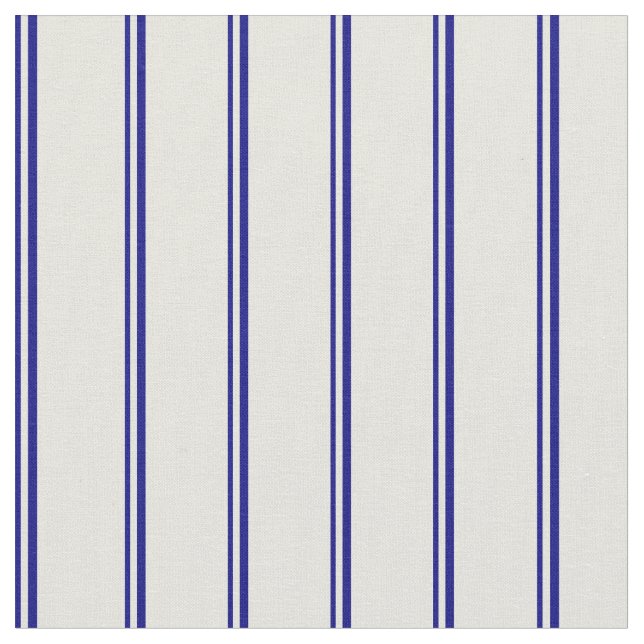 Blue and Beige Striped/Lined Pattern Fabric (Close Up)