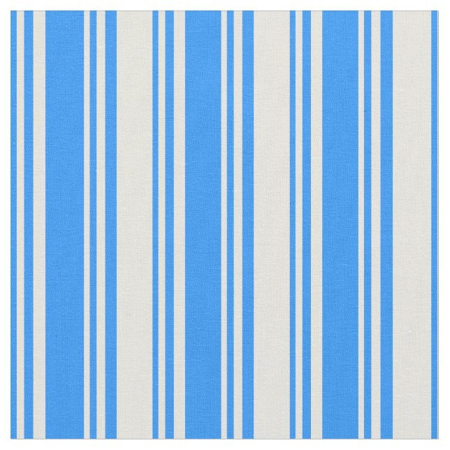 Blue and Beige Striped/Lined Pattern Fabric (Close Up)