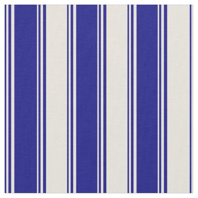 Blue and Beige Stripes/Lines Pattern Fabric (Close Up)