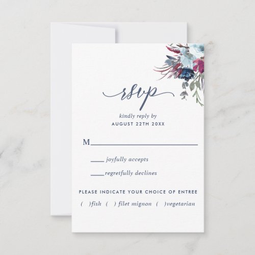 Blue and Berry Floral wwithout Meal Options RSVP