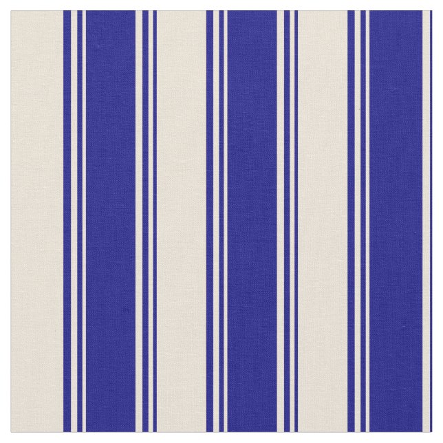 Blue and Bisque Lined/Striped Pattern Fabric (Close Up)