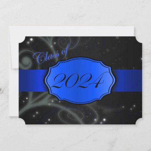 Blue and Black 2024 Graduation Invitation
