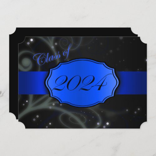 Blue and Black 2024 Graduation Party Invitation