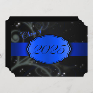Blue and Black 2025 Graduation Party Invitation