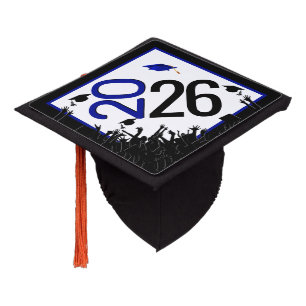 Blue and Black 2026 Graduation Cap Topper