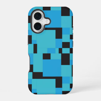 Blue and Black Abstract Art Geometric Design iPhone 16 Case