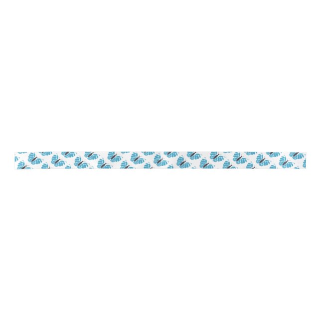 Blue and black abstract butterfly flying ribbon (Front)