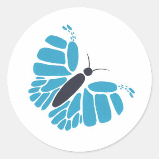 Blue and black abstract butterfly flying stickers