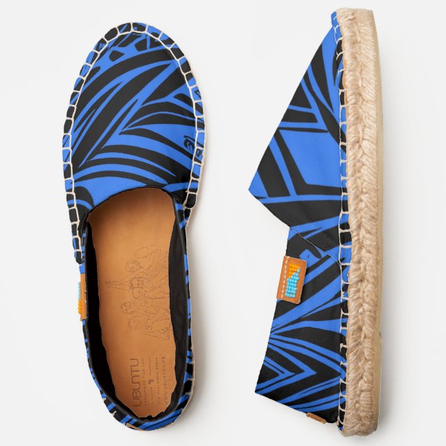 Blue And Black Abstract Tribal Pattern Espadrilles (Side)